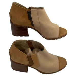 NEW Sorel Nadia Ankle Bootie‎ Womens Size 9 Honest Beige Open Toe